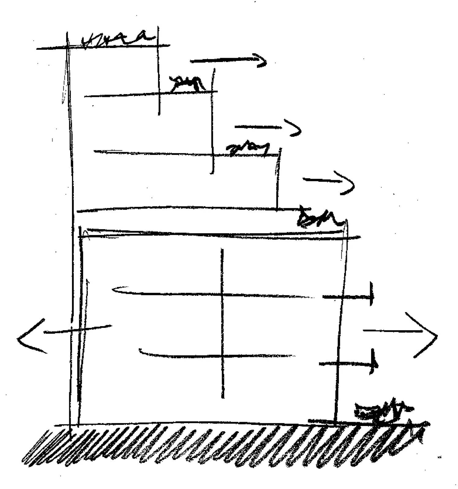 Croquis original de Vedana Residencial: El escalonamiento en corte